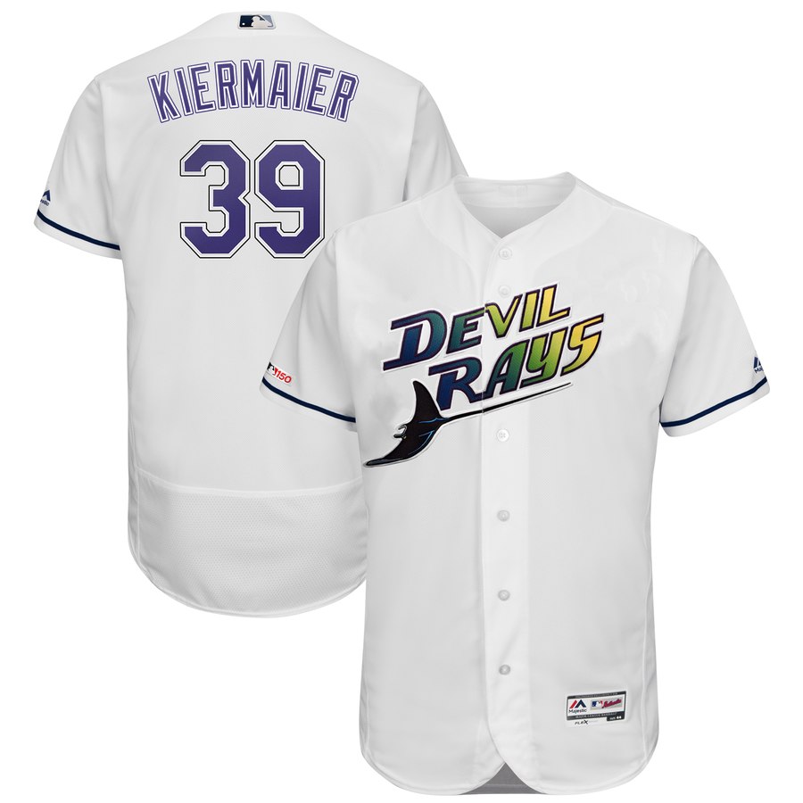 Tampa Bay Rays #39 Kevin Kiermaier Majestic Turn Back The Clock Home Flex Base Authentic Collection Player Jersey White Tampa Bay Rays #39 Kevin Kiermaier Majestic Turn Back The Clock Home Flex Base Authentic Collection Player Jersey White