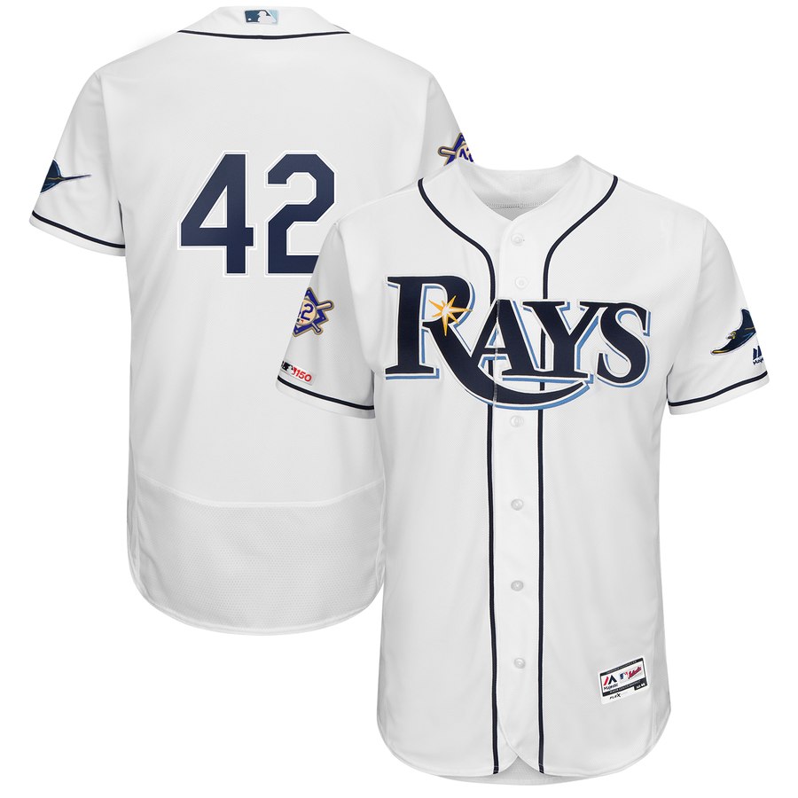 Tampa Bay Rays #42 Majestic 2019 Jackie Robinson Day Flex Base Jersey White Tampa Bay Rays #42 Majestic 2019 Jackie Robinson Day Flex Base Jersey White