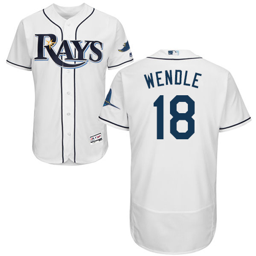 Rays #18 Joey Wendle White Flexbase Authentic Collection Stitched MLB Jersey Rays #18 Joey Wendle White Flexbase Authentic Collection Stitched MLB Jersey