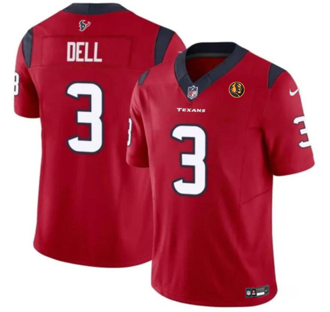 Men's Houston Texans #3 Tank Dell Red 2023 F.U.S.E. With John Madden Patch Vapor Limited Stitched Football Jersey Men's Houston Texans #3 Tank Dell Red 2023 F.U.S.E. With John Madden Patch Vapor Limited Stitched Football Jersey