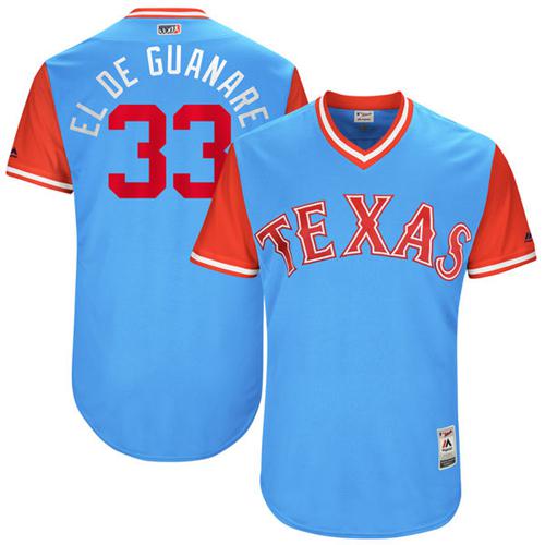 Rangers #33 Martin Perez Light Blue "El de Guanare" Players Weekend Authentic Stitched MLB Jersey Rangers #33 Martin Perez Light Blue "El de Guanare" Players Weekend Authentic Stitched MLB Jersey