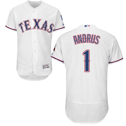 Rangers #1 Elvis Andrus White Flexbase Authentic Collection Stitched MLB Jersey Rangers #1 Elvis Andrus White Flexbase Authentic Collection Stitched MLB Jersey