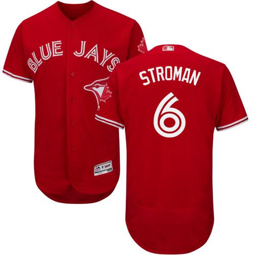 Blue Jays #6 Marcus Stroman Red Flexbase Authentic Collection Canada Day Stitched MLB Jersey Blue Jays #6 Marcus Stroman Red Flexbase Authentic Collection Canada Day Stitched MLB Jersey
