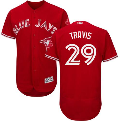 Blue Jays #29 Devon Travis Red Flexbase Authentic Collection Canada Day Stitched MLB Jersey Blue Jays #29 Devon Travis Red Flexbase Authentic Collection Canada Day Stitched MLB Jersey