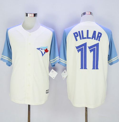 Blue Jays #11 Kevin Pillar Cream/Blue Exclusive New Cool Base Stitched MLB Jersey Blue Jays #11 Kevin Pillar Cream/Blue Exclusive New Cool Base Stitched MLB Jersey
