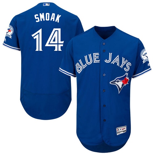 Blue Jays #14 Justin Smoak Blue Flexbase Authentic Collection Stitched MLB Jersey Blue Jays #14 Justin Smoak Blue Flexbase Authentic Collection Stitched MLB Jersey