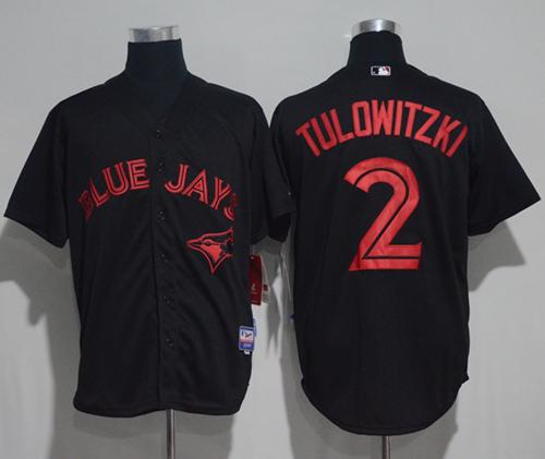 Blue Jays #2 Troy Tulowitzki Black Strip Stitched MLB Jersey Blue Jays #2 Troy Tulowitzki Black Strip Stitched MLB Jersey