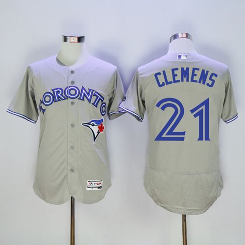 Blue Jays #21 Roger Clemens Grey Flexbase Authentic Collection Stitched MLB Jersey Blue Jays #21 Roger Clemens Grey Flexbase Authentic Collection Stitched MLB Jersey