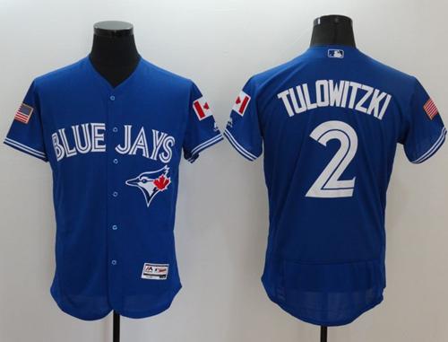 Blue Jays #2 Troy Tulowitzki Blue Fashion Stars & Stripes Flexbase Authentic Stitched MLB Jersey Blue Jays #2 Troy Tulowitzki Blue Fashion Stars & Stripes Flexbase Authentic Stitched MLB Jersey