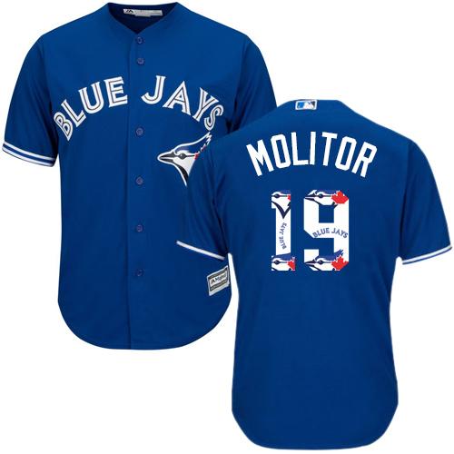 Blue Jays #19 Paul Molitor Blue Team Logo Fashion Stitched MLB Jersey Blue Jays #19 Paul Molitor Blue Team Logo Fashion Stitched MLB Jersey