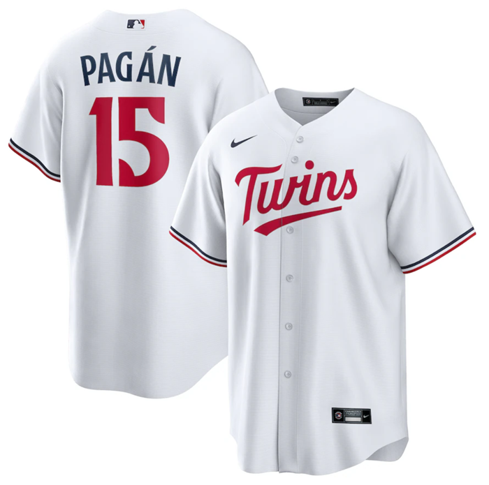 Men's Minnesota Twins #15 Emilio Pagán White Cool Base Stitched Jersey Men's Minnesota Twins #15 Emilio Pagán White Cool Base Stitched Jersey