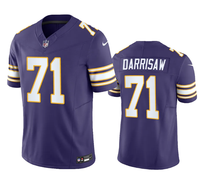 Men's Minnesota Vikings #71 Christian Darrisaw Purple 2023 F.U.S.E. Vapor Untouchable Limited Stitched Jersey Men's Minnesota Vikings #71 Christian Darrisaw Purple 2023 F.U.S.E. Vapor Untouchable Limited Stitched Jersey