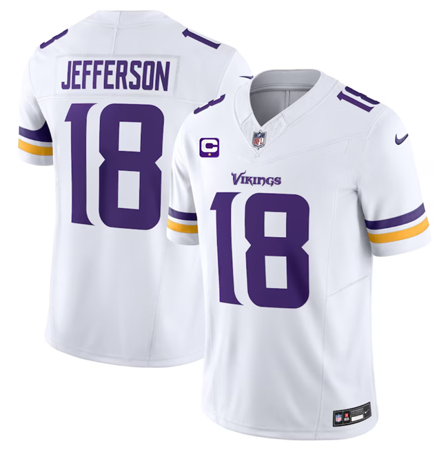 Men's Minnesota Vikings #18 Justin Jefferson White 2023 F.U.S.E. With 1-Star C Patch Vapor Untouchable Limited Stitched Jersey Men's Minnesota Vikings #18 Justin Jefferson White 2023 F.U.S.E. With 1-Star C Patch Vapor Untouchable Limited Stitched Jersey