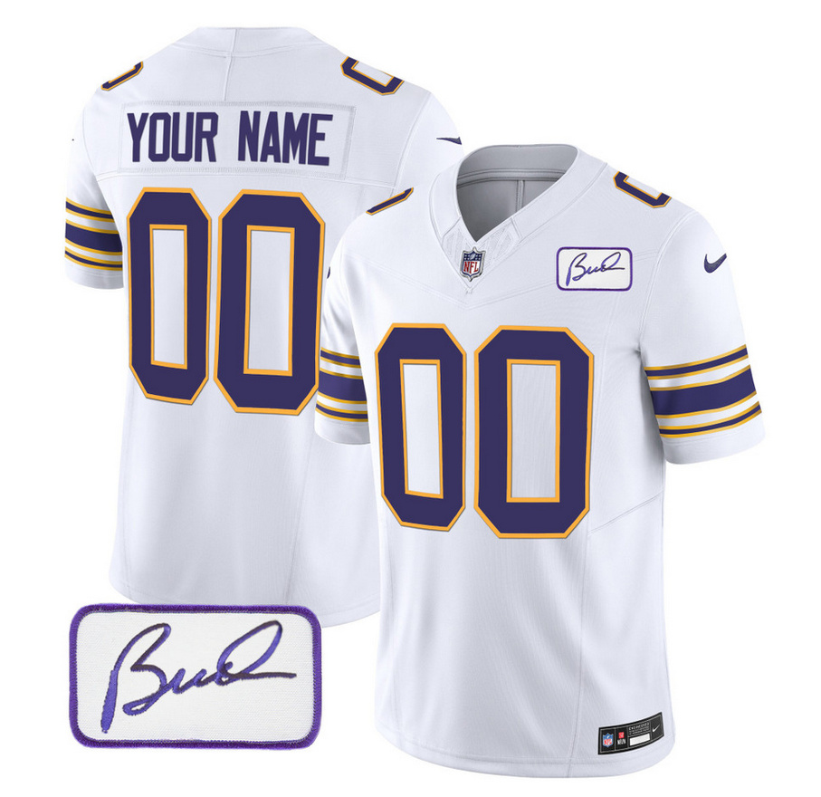 Women's Minnesota Vikings Active Player Custom White 2023 F.U.S.E. Bud Grant patch Limited Stitched Football Jersey Women's Minnesota Vikings Active Player Custom White 2023 F.U.S.E. Bud Grant patch Limited Stitched Football Jersey