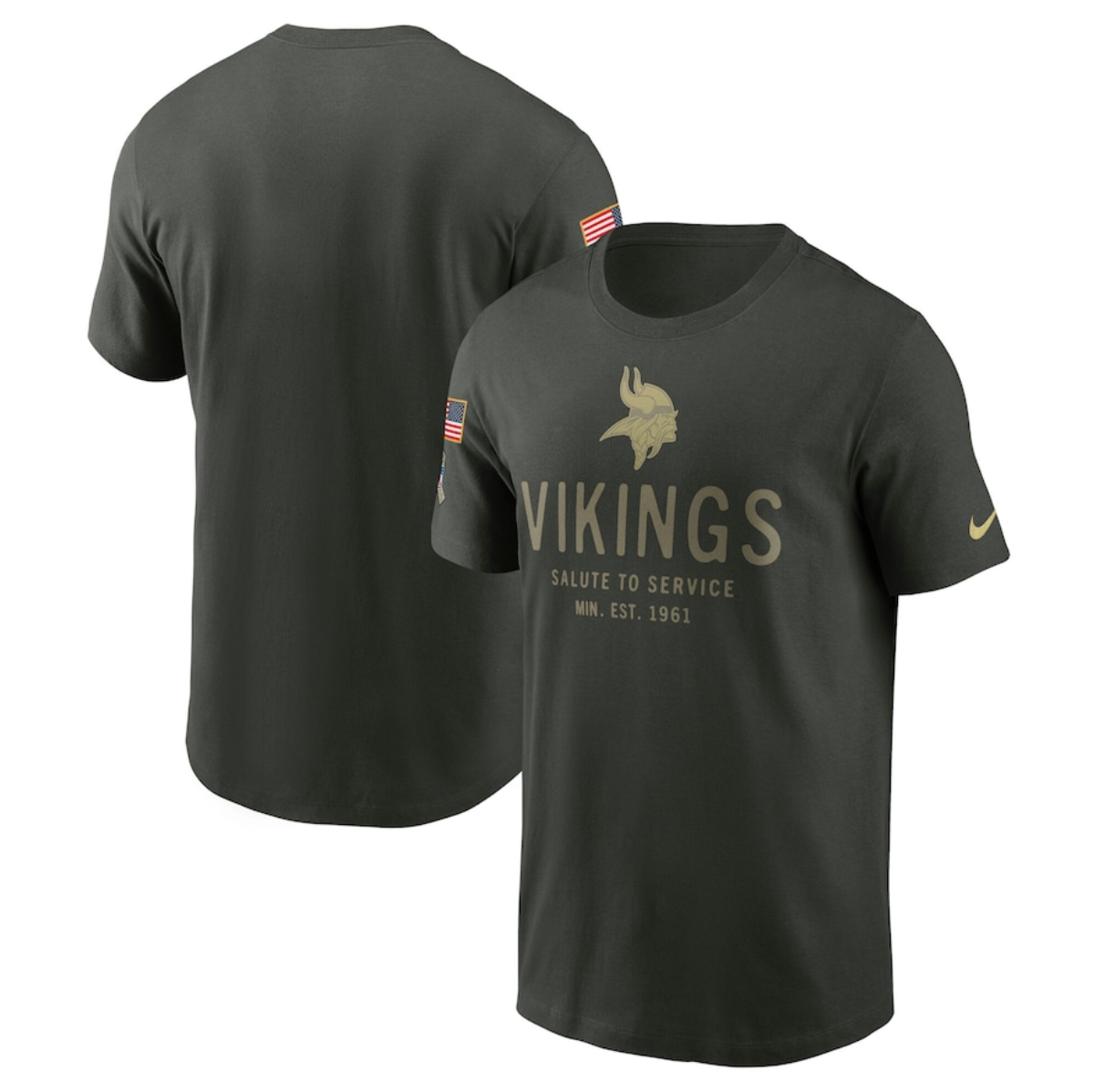 Men's Minnesota Vikings Forest Green 2025 Salute to Service Sideline Primary Edge Dri-FIT T-Shirt