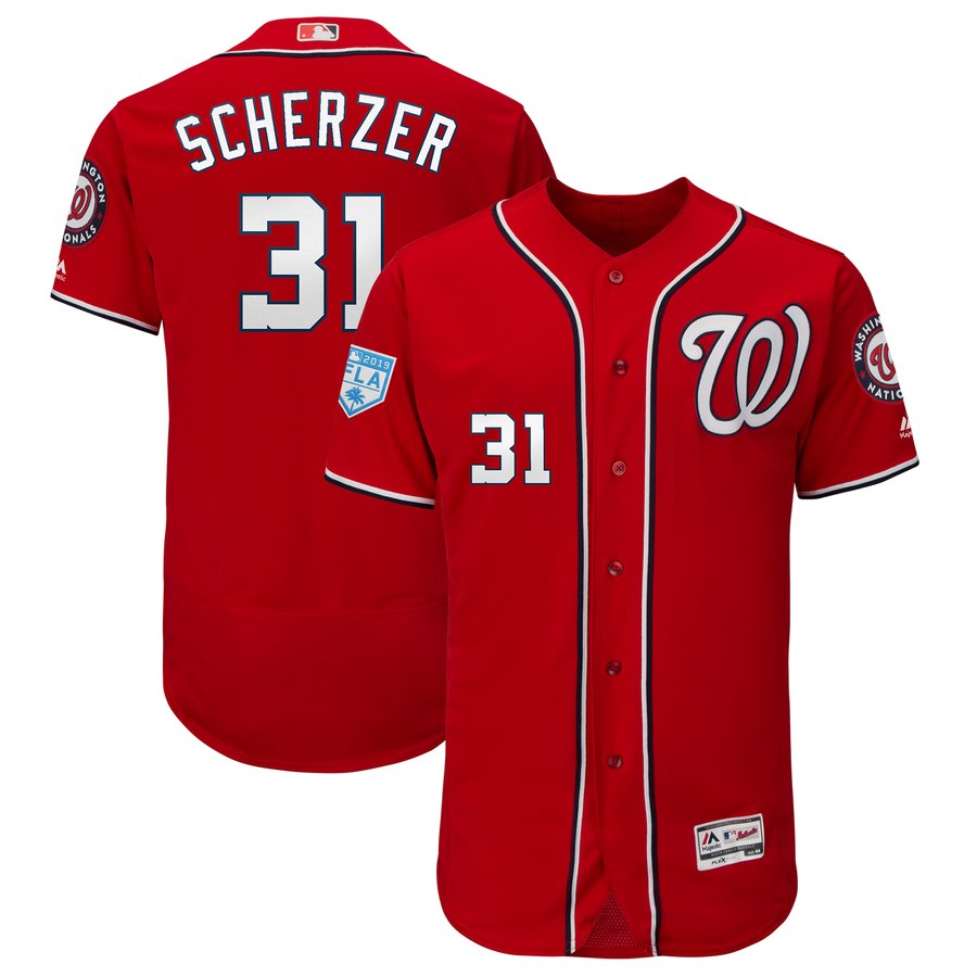 Nationals #31 Max Scherzer Red Alternate 2019 Spring Training Flex Base Stitched MLB Jersey Nationals #31 Max Scherzer Red Alternate 2019 Spring Training Flex Base Stitched MLB Jersey