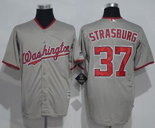 Nationals #37 Stephen Strasburg Grey New Cool Base Stitched MLB Jersey Nationals #37 Stephen Strasburg Grey New Cool Base Stitched MLB Jersey