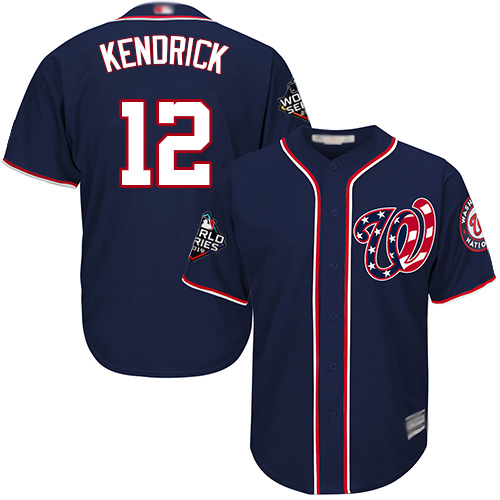 Nationals #12 Howie Kendrick Navy Blue Cool Base 2019 World Series Champions Stitched MLB Jersey Nationals #12 Howie Kendrick Navy Blue Cool Base 2019 World Series Champions Stitched MLB Jersey
