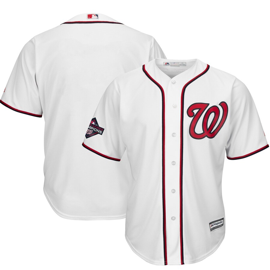 Washington Nationals Majestic 2019 World Series Champions Home Cool Base Patch Jersey White