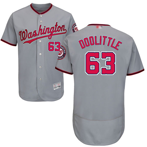 Nationals #63 Sean Doolittle Grey Flexbase Authentic Collection Stitched MLB Jersey Nationals #63 Sean Doolittle Grey Flexbase Authentic Collection Stitched MLB Jersey