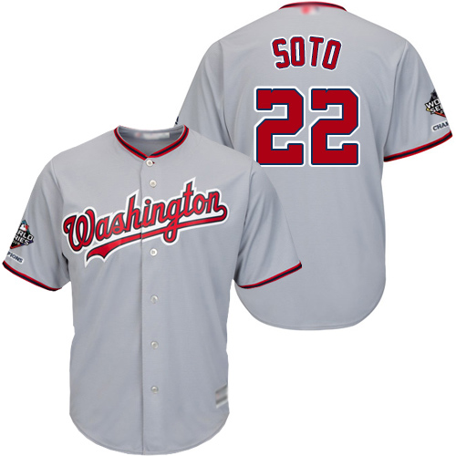 Nationals #22 Juan Soto Grey New Cool Base 2019 World Series Champions Stitched MLB Jersey Nationals #22 Juan Soto Grey New Cool Base 2019 World Series Champions Stitched MLB Jersey