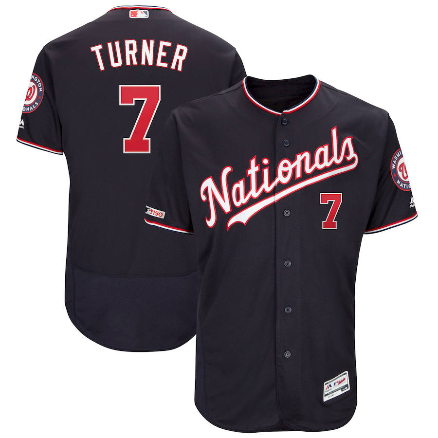 Washington Nationals #7 Trea Turner Majestic Alternate Authentic Collection Flex Base Player Jersey Navy Washington Nationals #7 Trea Turner Majestic Alternate Authentic Collection Flex Base Player Jersey Navy