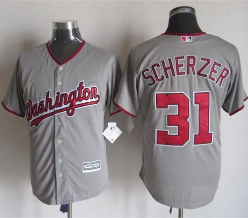 Nationals #31 Max Scherzer Grey New Cool Base Stitched MLB Jersey Nationals #31 Max Scherzer Grey New Cool Base Stitched MLB Jersey