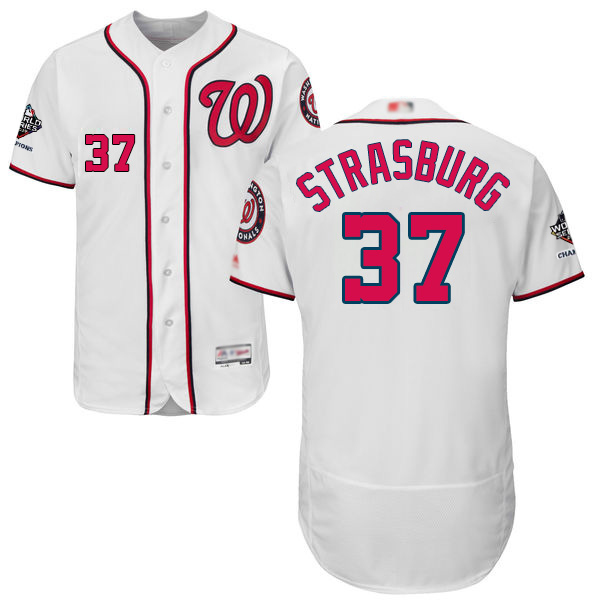 Nationals #37 Stephen Strasburg White Flexbase Authentic Collection 2019 World Series Champions Stitched MLB Jersey Nationals #37 Stephen Strasburg White Flexbase Authentic Collection 2019 World Series Champions Stitched MLB Jersey