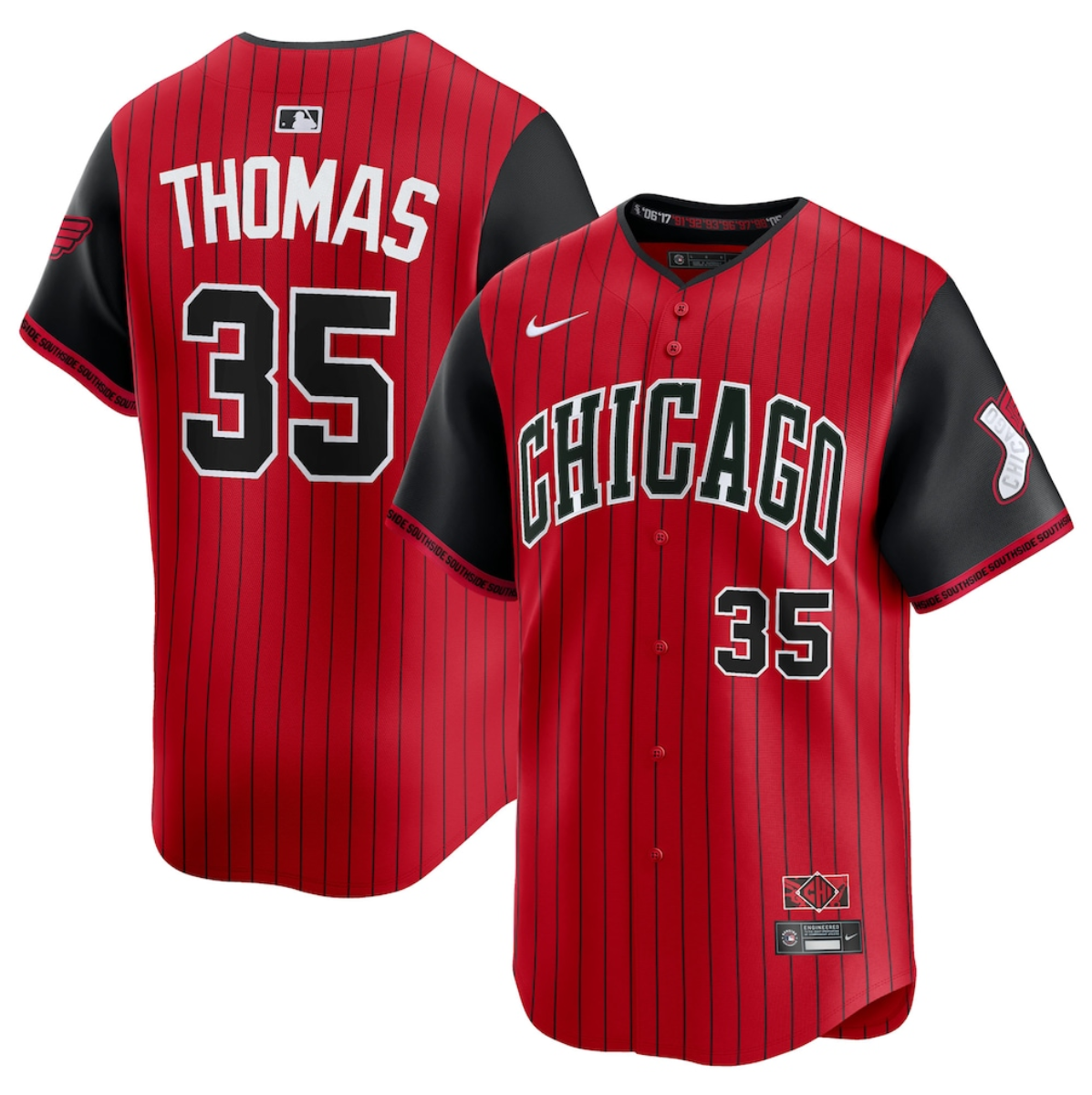 Men's Chicago White Sox #35 Frank Thomas Red/Black 2025 City Connect Limited Stitched Baseball Jersey