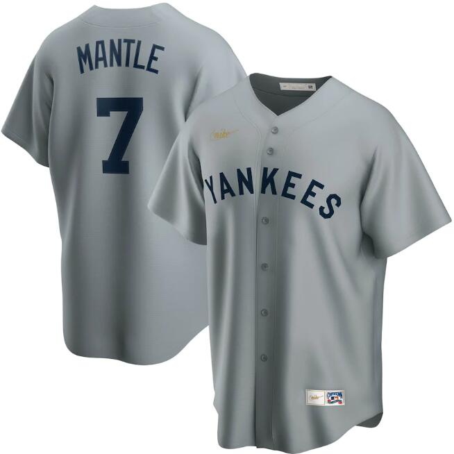 Men's New York Yankees #7 Mickey Mantle Grey MLB Cool Base Stitched Jersey Men's New York Yankees #7 Mickey Mantle Grey MLB Cool Base Stitched Jersey
