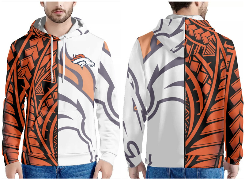 Men's Denver Broncos Black/Orange/White Pullover Hoodie Men's Denver Broncos Black/Orange/White Pullover Hoodie