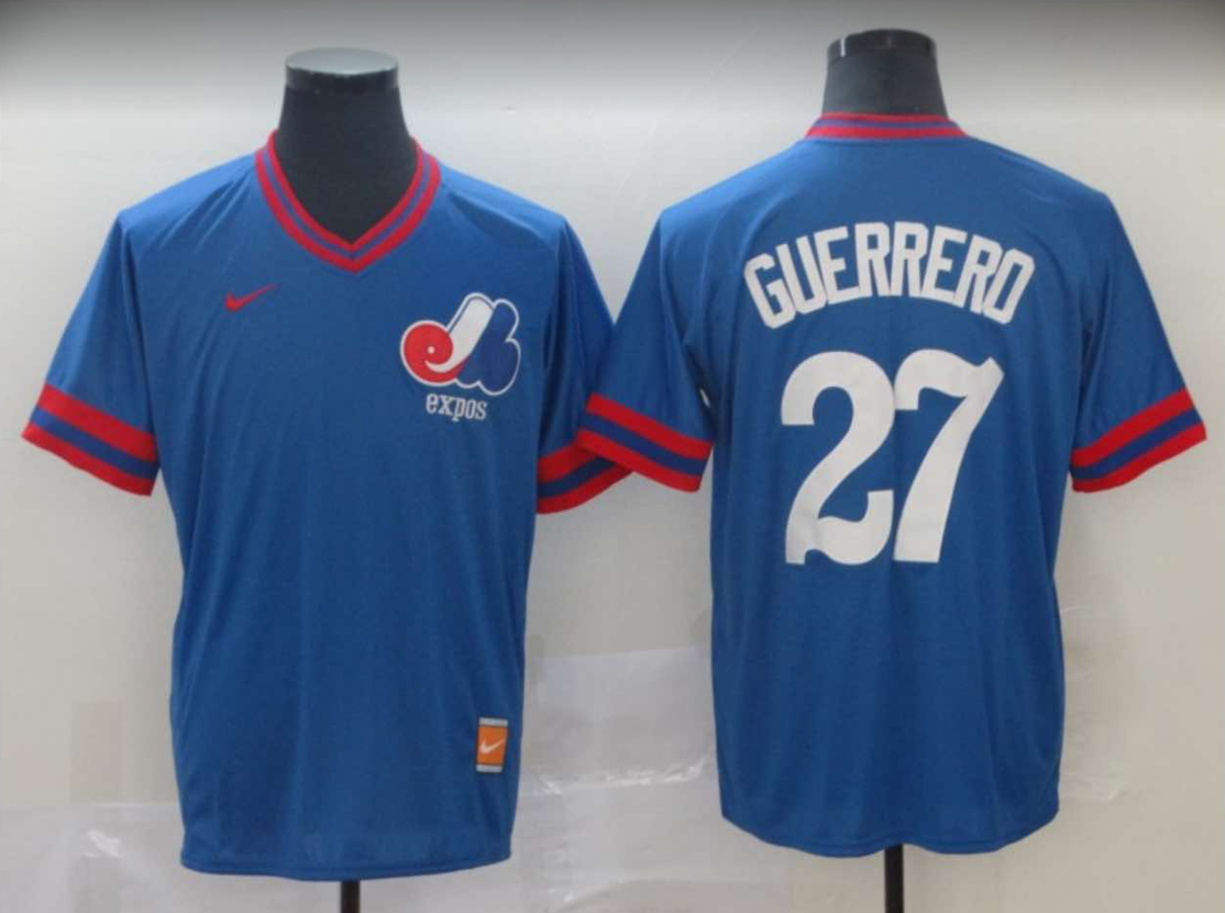 Montreal Expos Custom Blue Nike Retro Authentic Stitched MLB Jersey