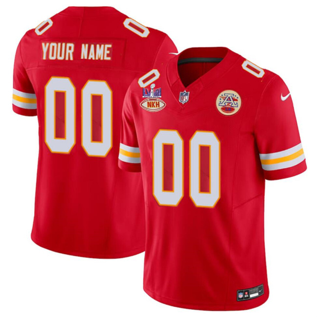 Men's Kansas City Chiefs Active Player Custom Red F.U.S.E. With "NKH" Patch And Super Bowl LVIII Patch Vapor Untouchable Limited Stitched Football Jersey Men's Kansas City Chiefs Active Player Custom Red F.U.S.E. With "NKH" Patch And Super Bowl LVIII Patch Vapor Untouchable Limited Stitched Football Jersey