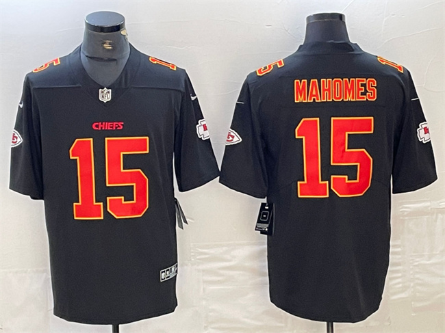 Men's Kansas City Chiefs #15 Patrick Mahomes Black Vapor Untouchable Limited Stitched Football Jersey Men's Kansas City Chiefs #15 Patrick Mahomes Black Vapor Untouchable Limited Stitched Football Jersey