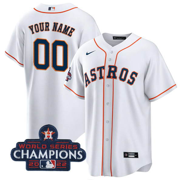Men's Houston Astros Customized White 2022 World Series Champions Home Stitched Baseball Jersey Men's Houston Astros Customized White 2022 World Series Champions Home Stitched Baseball Jersey