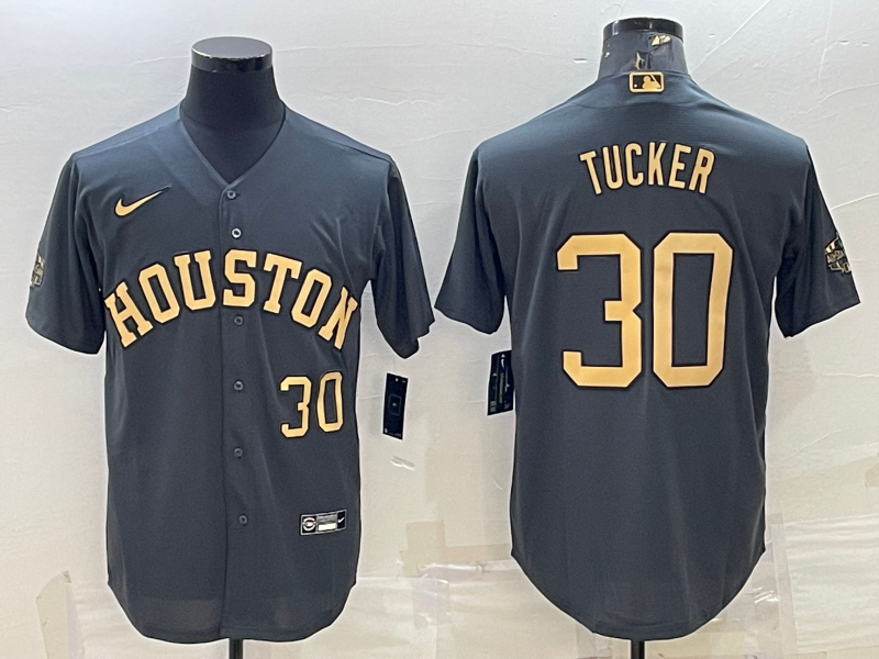 Men's Houston Astros #30 Kyle Tucker 2022 All-Star Charcoal Cool Base Stitched Baseball Jersey Men's Houston Astros #30 Kyle Tucker 2022 All-Star Charcoal Cool Base Stitched Baseball Jersey