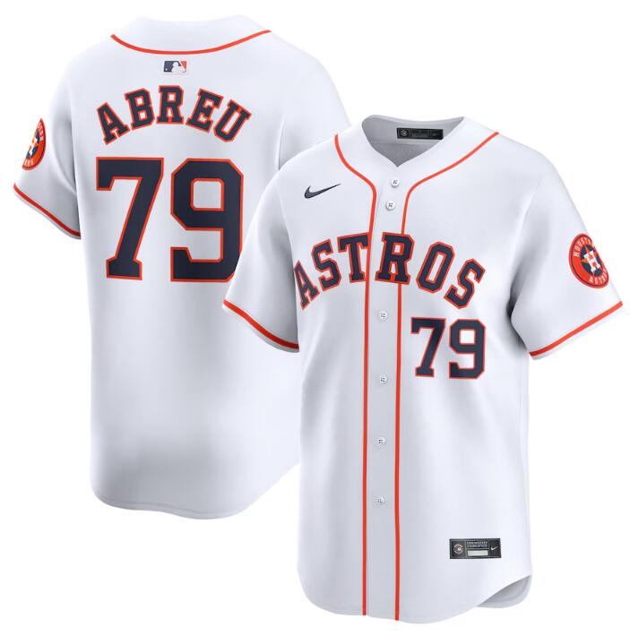 Men's Houston Astros #79 Jose Abreu White 2024 Home Limited Stitched Baseball Jersey Men's Houston Astros #79 Jose Abreu White 2024 Home Limited Stitched Baseball Jersey