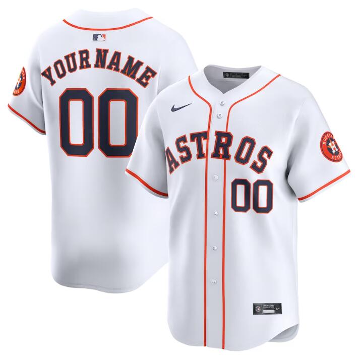 Men's Houston Astros Active Player Custom White 2024 Home Limited Stitched Baseball Jersey Men's Houston Astros Active Player Custom White 2024 Home Limited Stitched Baseball Jersey