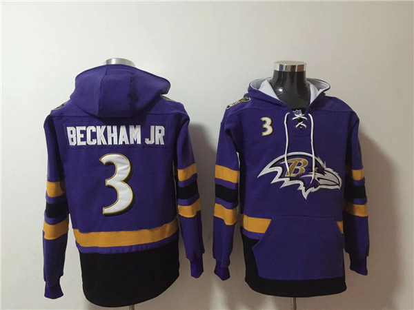 Men's Baltimore Ravens #3 Odell Beckham Jr. Ageless Must-Have Lace-Up Pullover Hoodie Men's Baltimore Ravens #3 Odell Beckham Jr. Ageless Must-Have Lace-Up Pullover Hoodie
