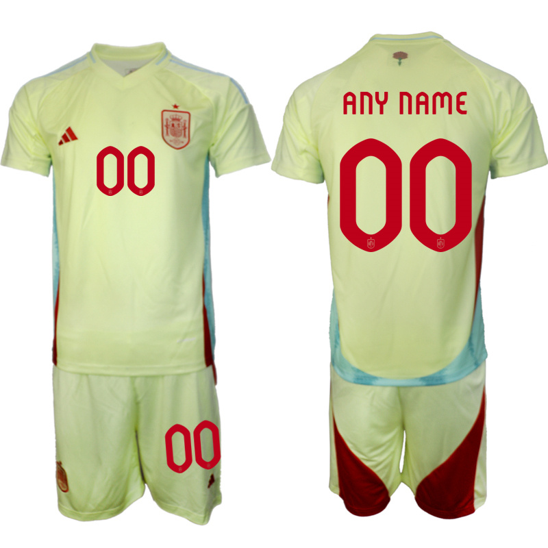 Men's Spain Team Custom 2024-25 Yellow Away Soccer Jersey Suit Men's Spain Team Custom 2024-25 Yellow Away Soccer Jersey Suit