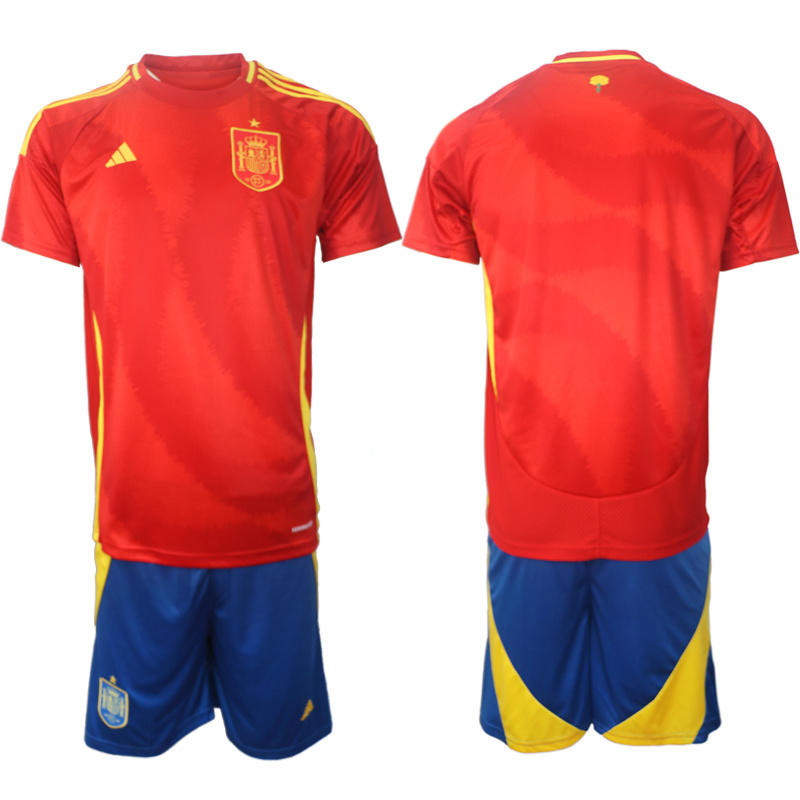 Men's Spain Team Blank 2024-25 Red Home Soccer Jersey Suit Men's Spain Team Blank 2024-25 Red Home Soccer Jersey Suit