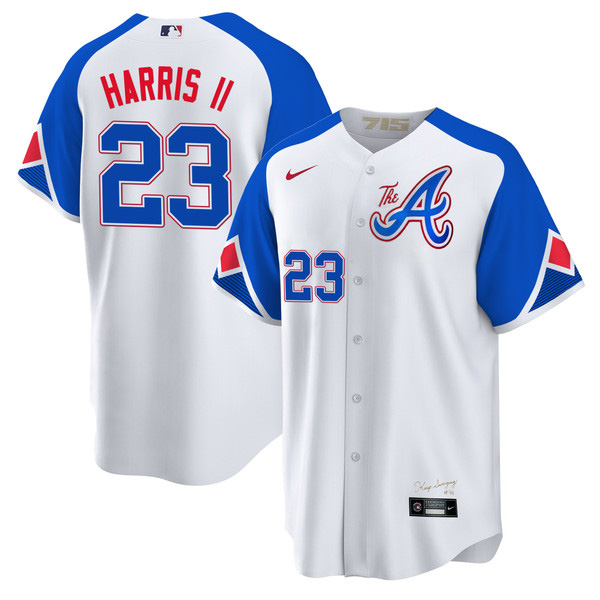 Men's Atlanta Braves #23 Michael Harris II White 2023 City Connect Cool Base Stitched Baseball Jersey Men's Atlanta Braves #23 Michael Harris II White 2023 City Connect Cool Base Stitched Baseball Jersey