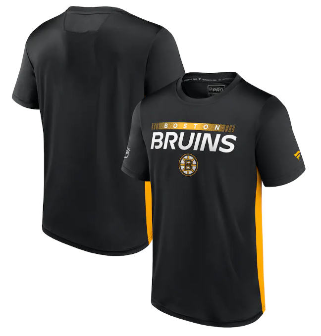 Men's Boston Bruins Black Gold Rink Tech T-Shirt Men's Boston Bruins Black Gold Rink Tech T-Shirt