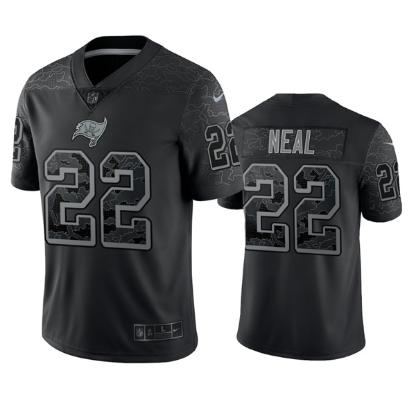 Men's Tampa Bay Buccaneers #22 Keanu Neal Black Reflective Limited Stitched Jersey Men's Tampa Bay Buccaneers #22 Keanu Neal Black Reflective Limited Stitched Jersey