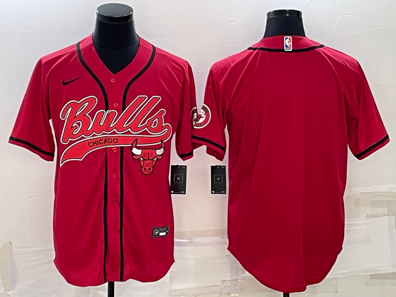Men's Chicago Bulls Blank Red Cool Base Stitched Baseball Jersey Men's Chicago Bulls Blank Red Cool Base Stitched Baseball Jersey