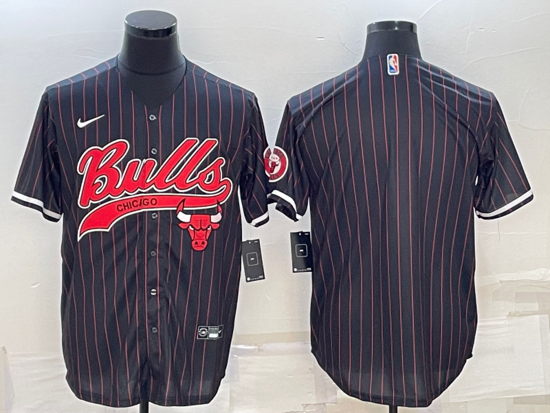 Men's Chicago Bulls Blank Black Cool Base Stitched Baseball Jersey Men's Chicago Bulls Blank Black Cool Base Stitched Baseball Jersey