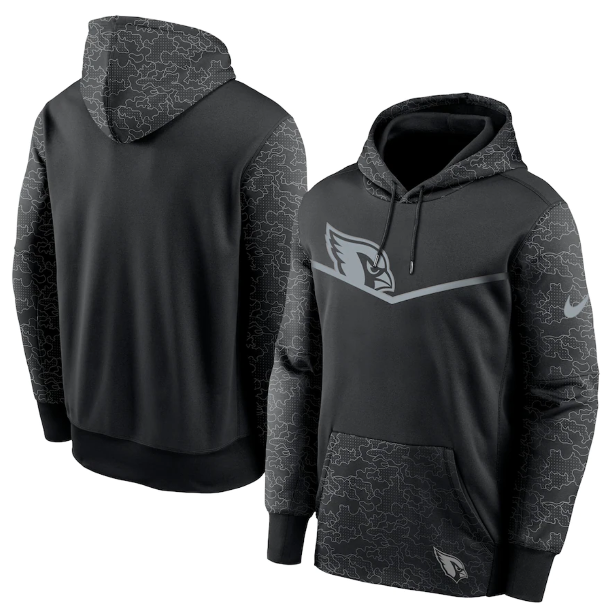 Men's Arizona Cardinals Black Reflective Therma Hoodie Men's Arizona Cardinals Black Reflective Therma Hoodie