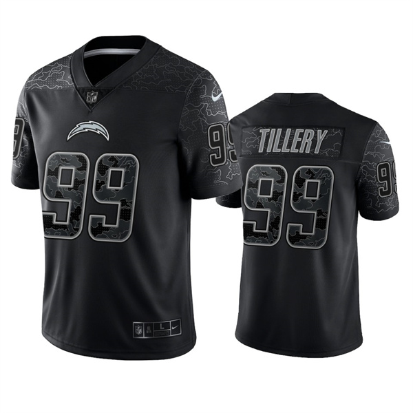 Men's Los Angeles Chargers #99 Jerry Tillery Black Reflective Limited Stitched Football Jersey Men's Los Angeles Chargers #99 Jerry Tillery Black Reflective Limited Stitched Football Jersey