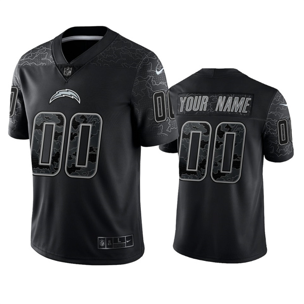 Men's Los Angeles Chargers Active Player Custom Black Reflective Limited Stitched Football Jersey Men's Los Angeles Chargers Active Player Custom Black Reflective Limited Stitched Football Jersey