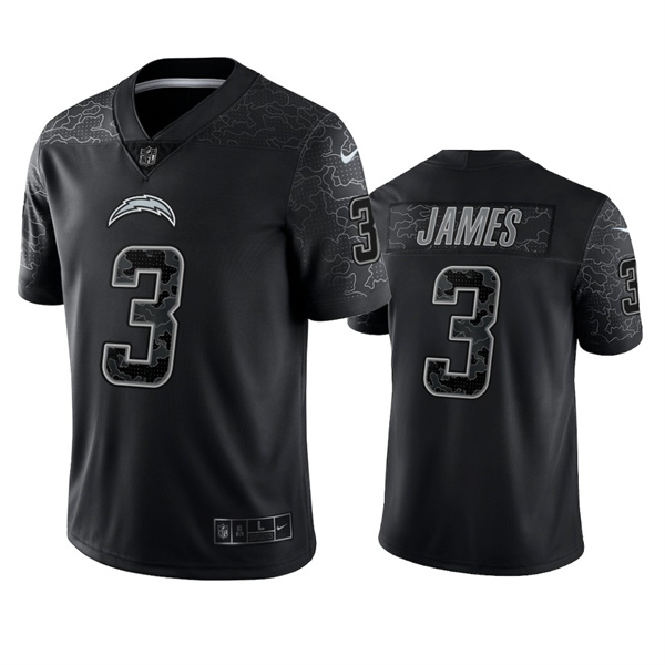 Men's Los Angeles Chargers #3 Derwin James Black Reflective Limited Stitched Football Jersey Men's Los Angeles Chargers #3 Derwin James Black Reflective Limited Stitched Football Jersey